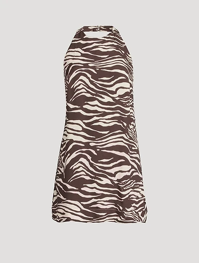 Avielle Halter Dress Zebra Print