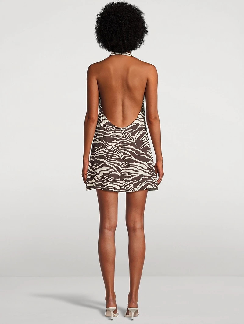Avielle Halter Dress Zebra Print