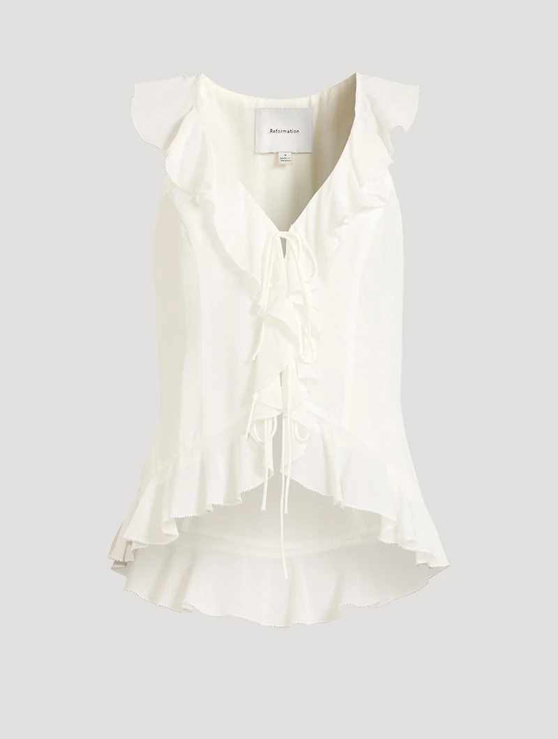 Paulette Ruffled Tie-Front Blouse