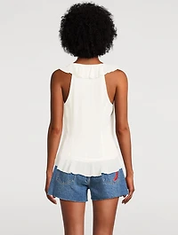 Paulette Ruffled Tie-Front Blouse