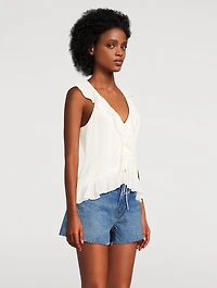 Paulette Ruffled Tie-Front Blouse