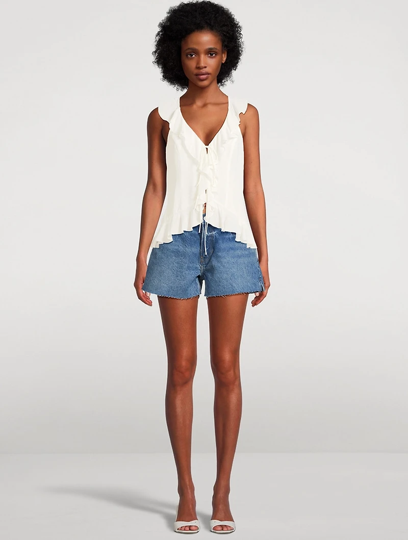Paulette Ruffled Tie-Front Blouse