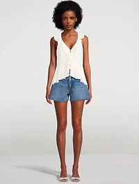 Paulette Ruffled Tie-Front Blouse