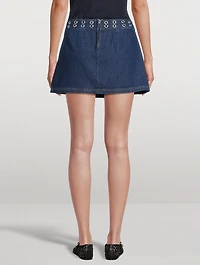 Jaylene Grommet-Trimmed Denim Mini Skirt