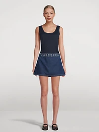 Jaylene Grommet-Trimmed Denim Mini Skirt