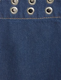 Jaylene Grommet-Trimmed Denim Mini Skirt