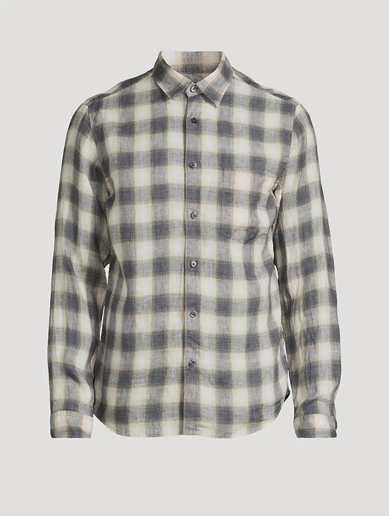 Irving Linen Shirt Ombre Check Print