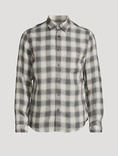 Irving Linen Shirt Ombre Check Print