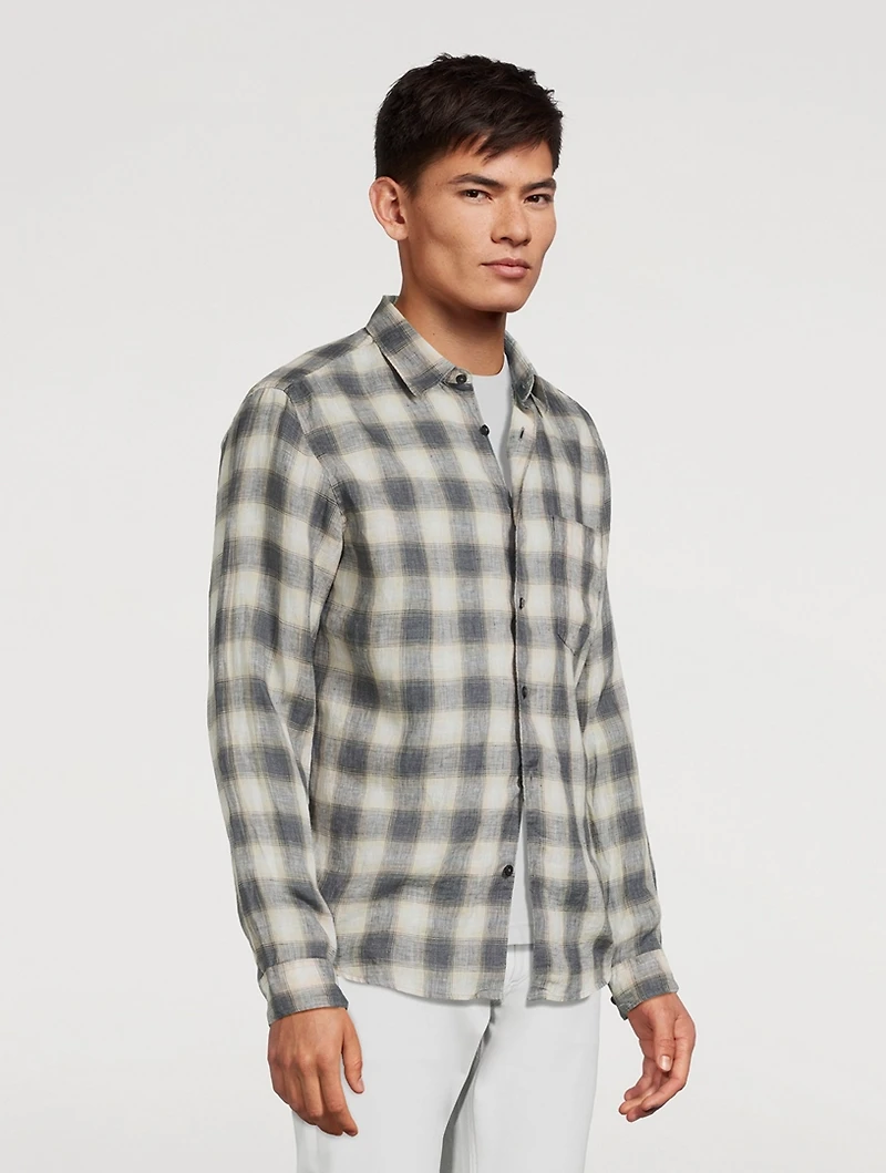 Irving Linen Shirt Ombre Check Print