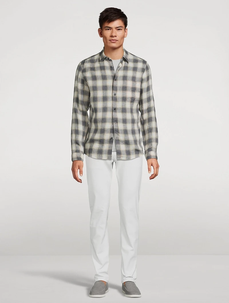 Irving Linen Shirt Ombre Check Print