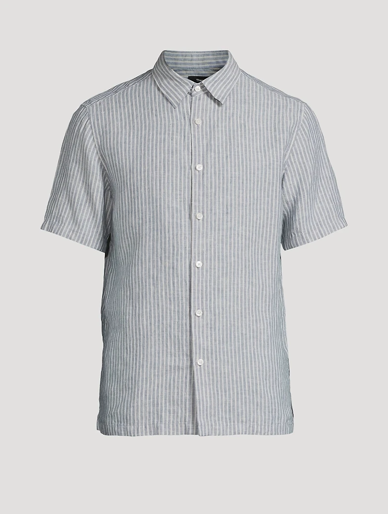 Irving Linen Short-Sleeve Shirt Stripe Print