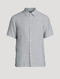 Irving Linen Short-Sleeve Shirt Stripe Print