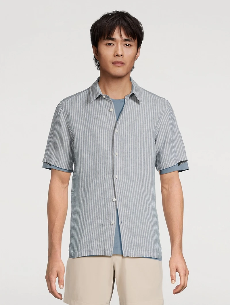 Irving Linen Short-Sleeve Shirt Stripe Print