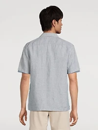 Irving Linen Short-Sleeve Shirt Stripe Print