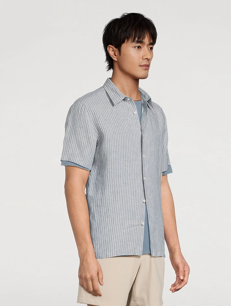Irving Linen Short-Sleeve Shirt Stripe Print