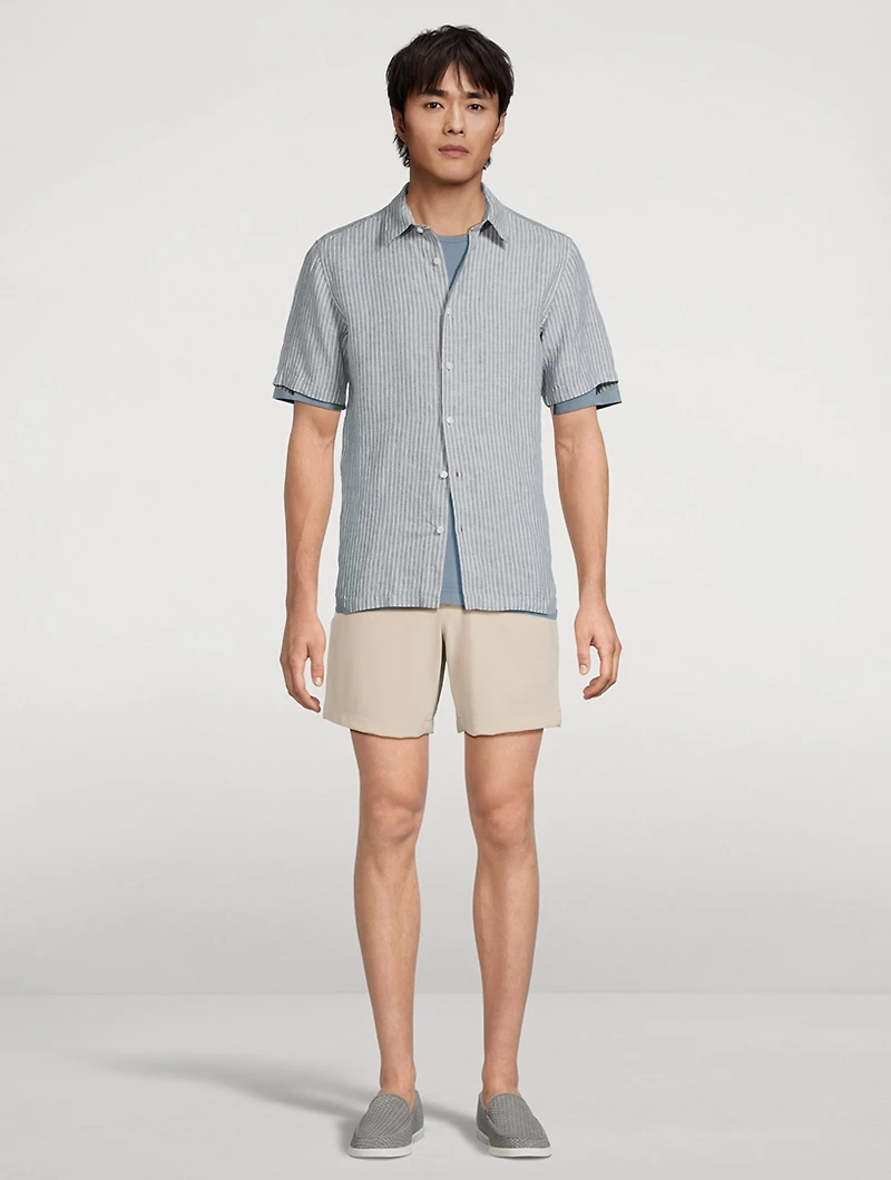 Irving Linen Short-Sleeve Shirt Stripe Print