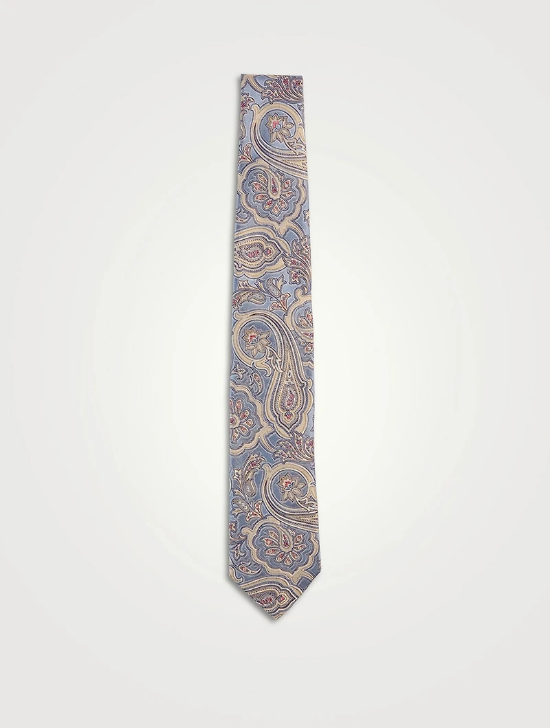 Silk Jacquard Tie In Paisley Print