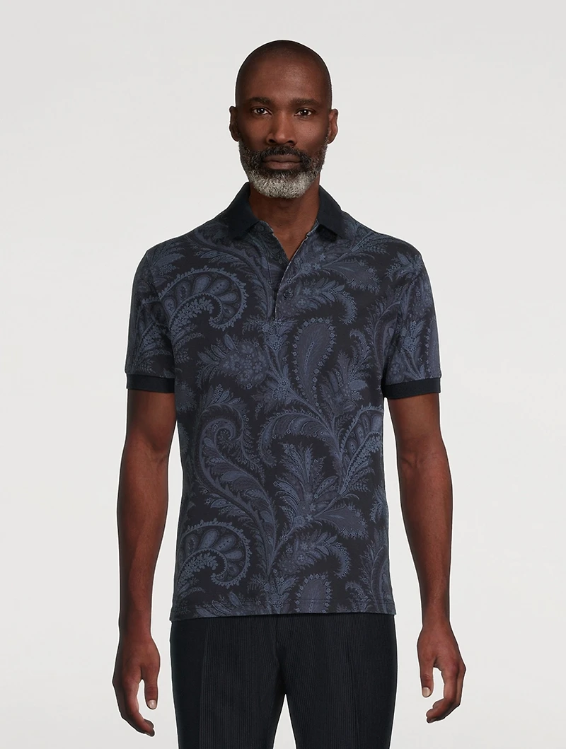 Cotton Polo Shirt Floral Paisley Print