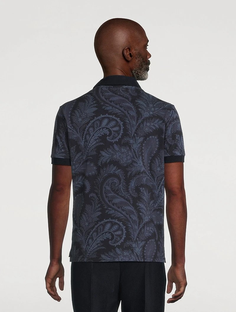 Cotton Polo Shirt Floral Paisley Print
