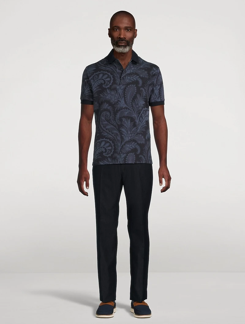 Cotton Polo Shirt Floral Paisley Print
