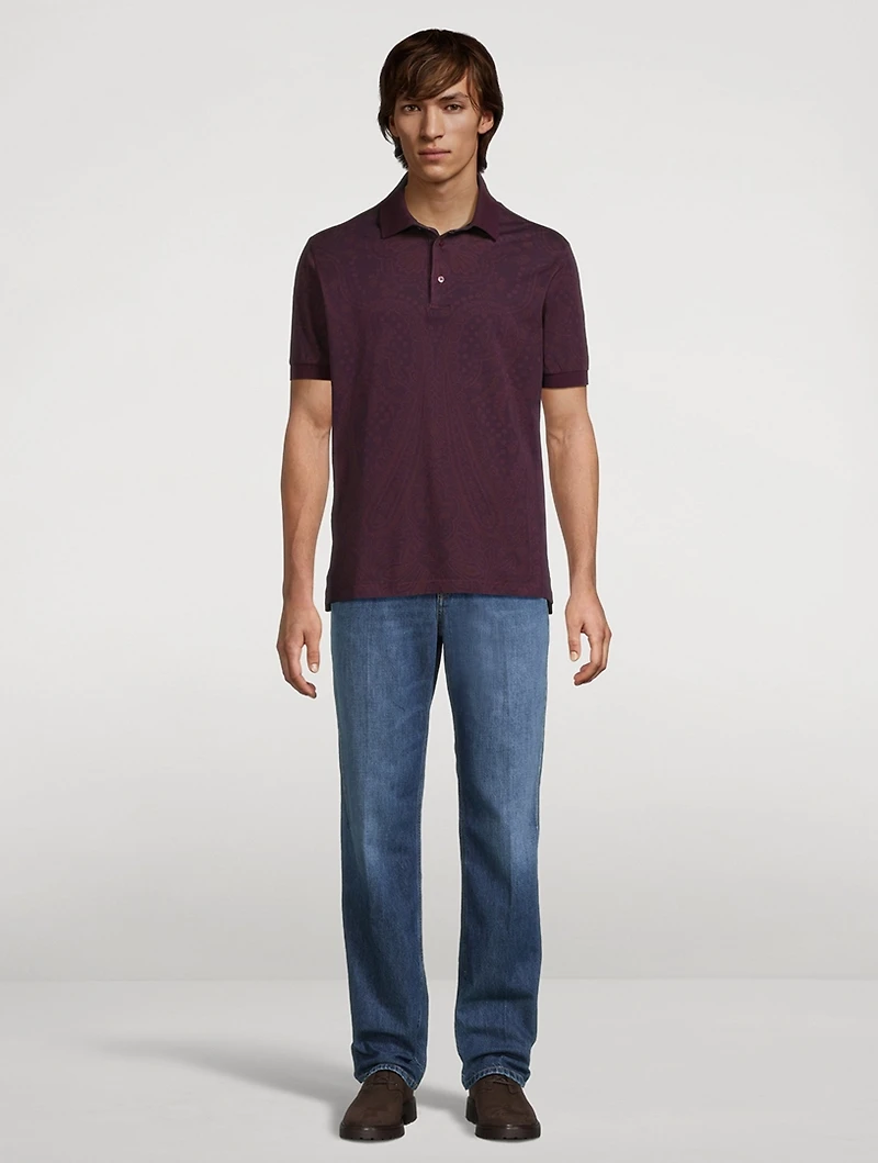 Cotton Polo Shirt Paisley Print