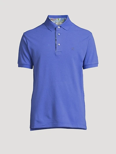 Cotton Polo Shirt With Floral Paisley Detail