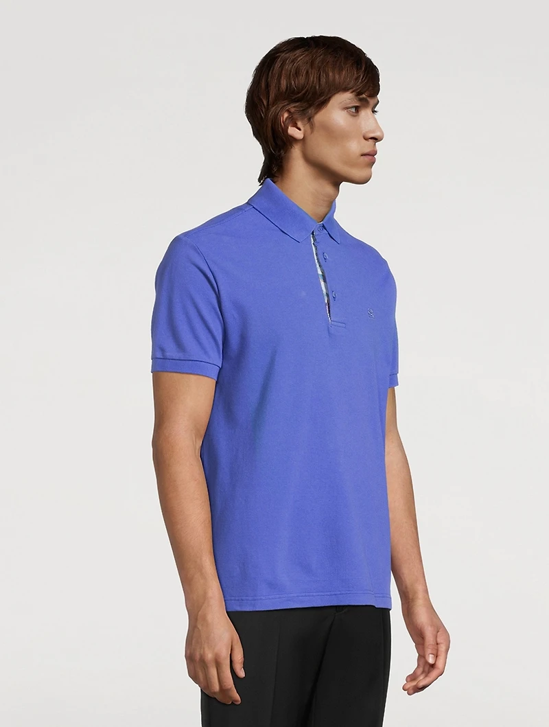 Cotton Polo Shirt With Floral Paisley Detail
