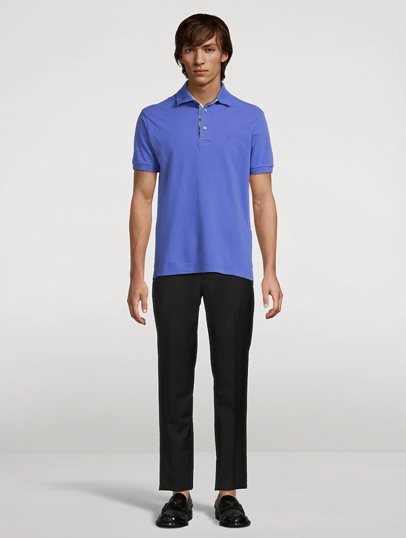 Cotton Polo Shirt With Floral Paisley Detail