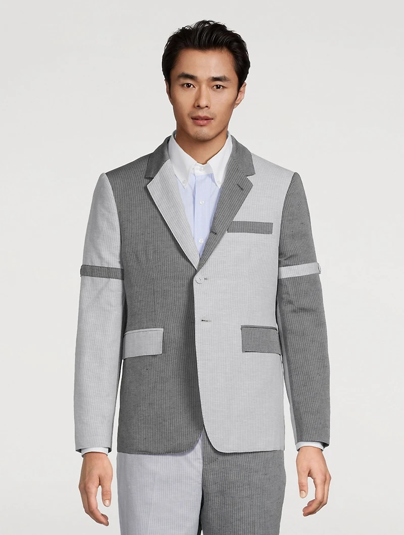University Striped Linen And Cotton Sport Coat