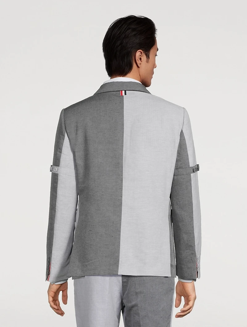 University Striped Linen And Cotton Sport Coat