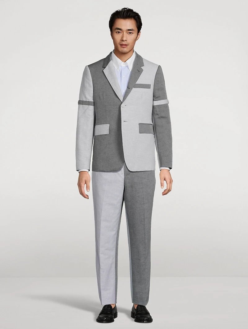 University Striped Linen And Cotton Sport Coat