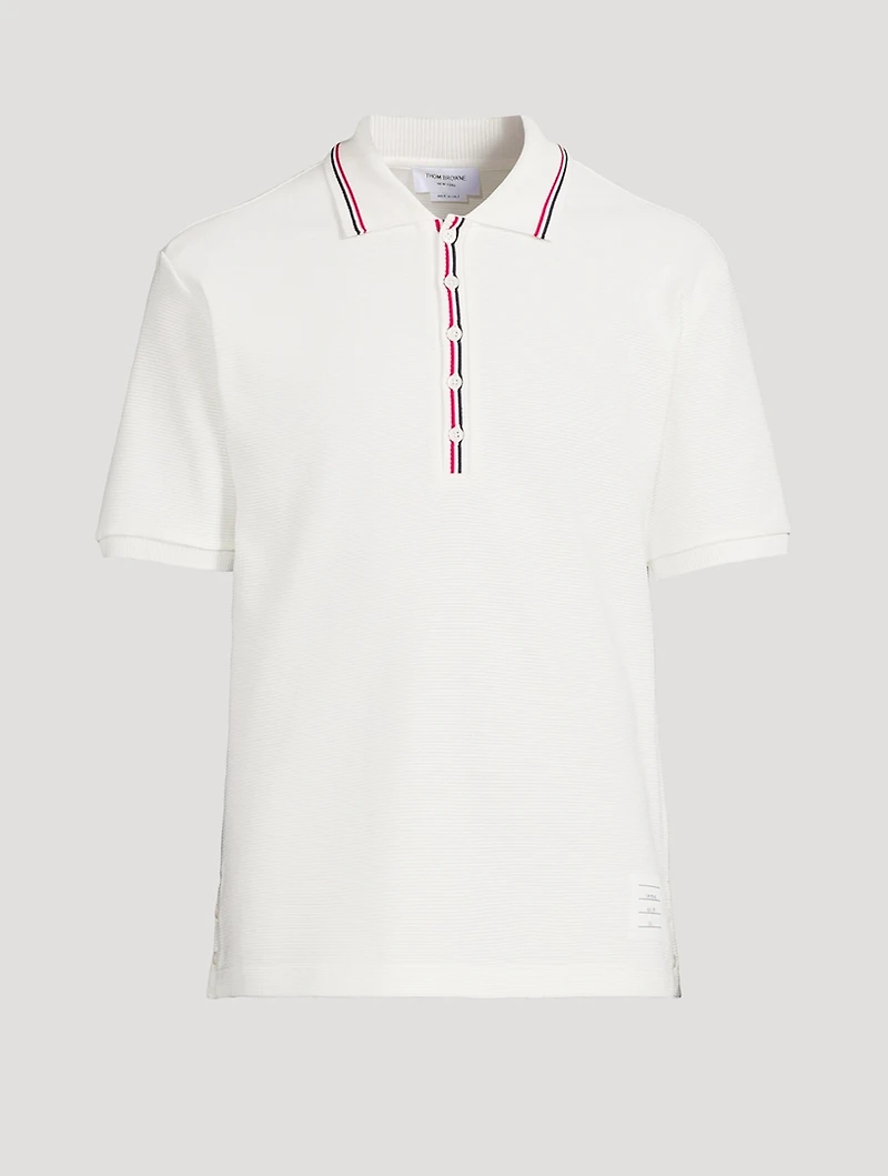 Waffle Stitch Cotton Polo