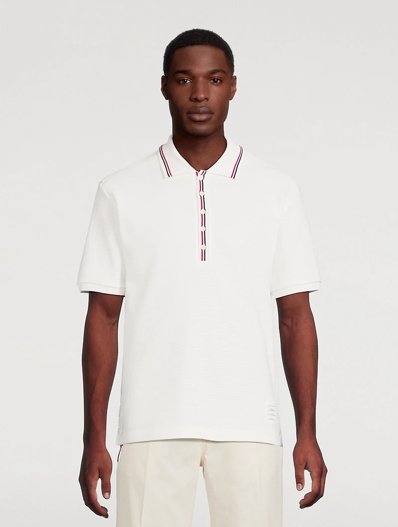 Waffle Stitch Cotton Polo