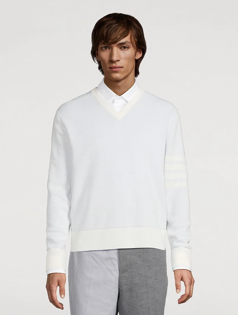 4-Bar Linen And Cotton Sweater