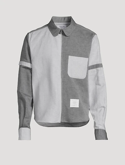 Zip Shirt Jacket Tonal University Stripe Print