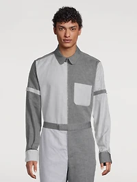 Zip Shirt Jacket Tonal University Stripe Print