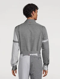 Zip Shirt Jacket Tonal University Stripe Print