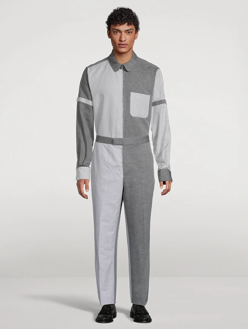 Zip Shirt Jacket Tonal University Stripe Print
