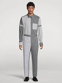 Zip Shirt Jacket Tonal University Stripe Print
