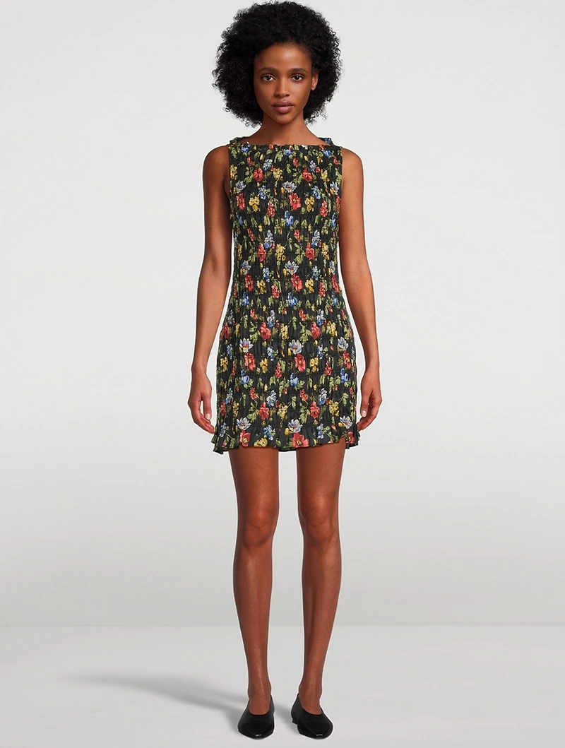 Gianna Smocked Mini Dress Floral Print