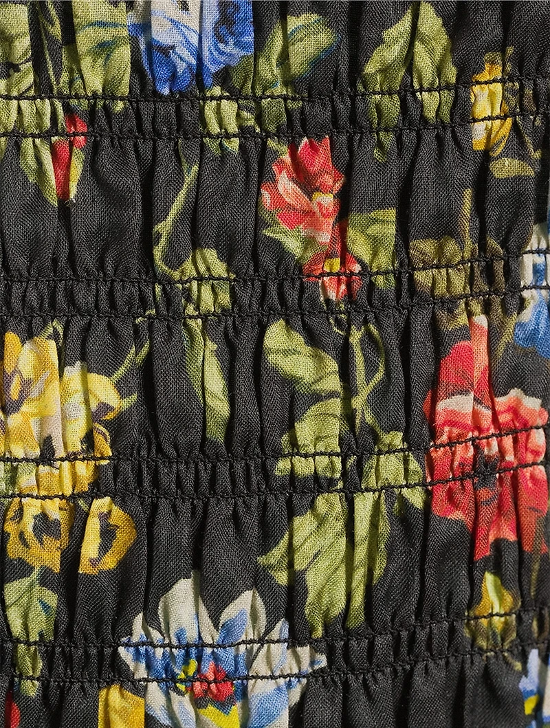 Gianna Smocked Mini Dress Floral Print