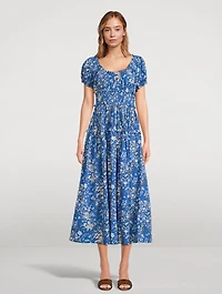 Leanne Smocked Midi Dress Floral Print