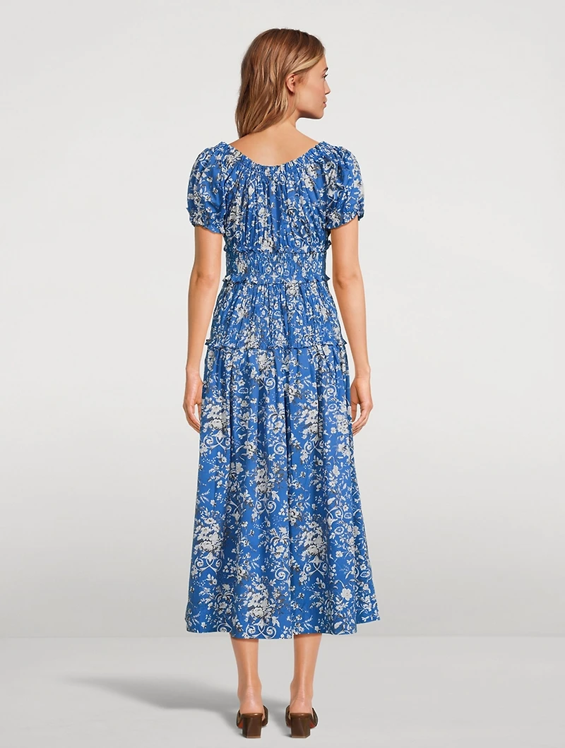 Leanne Smocked Midi Dress Floral Print