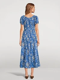 Leanne Smocked Midi Dress Floral Print