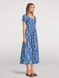 Leanne Smocked Midi Dress Floral Print