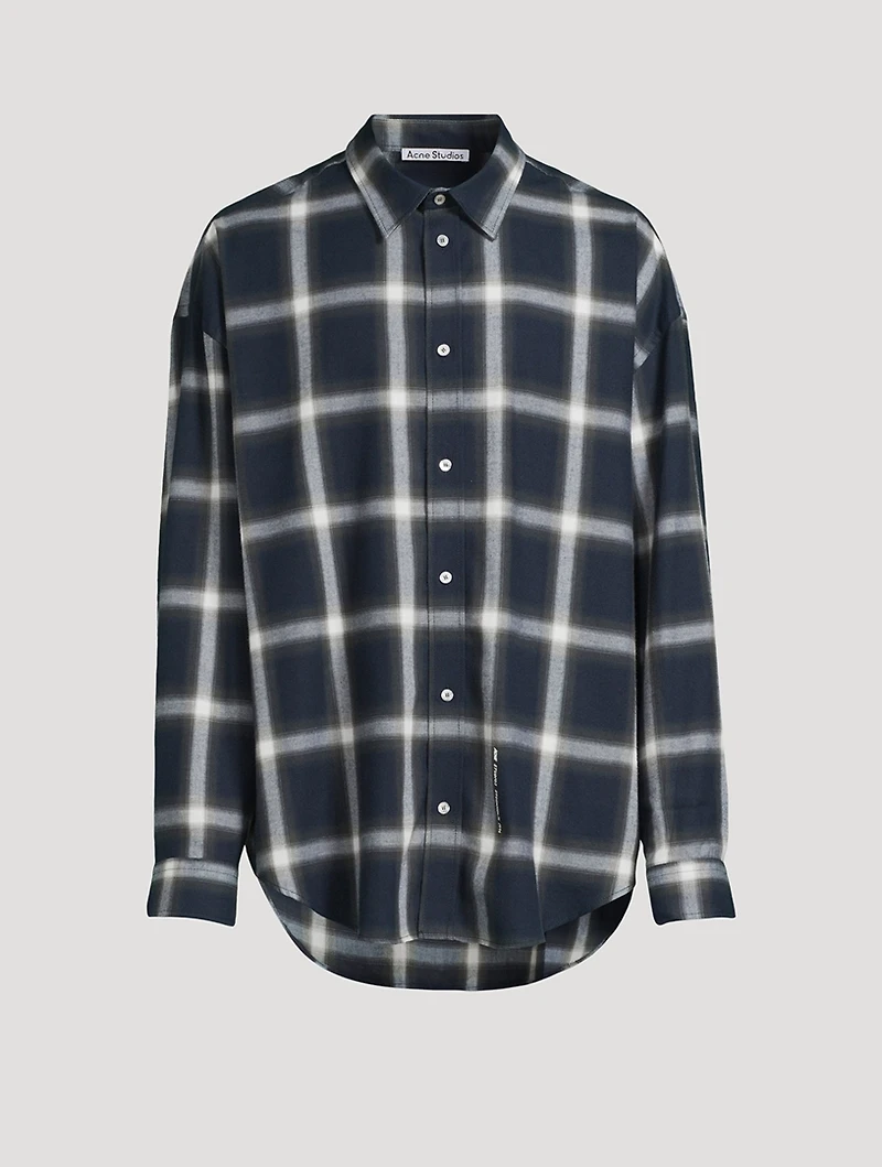 Cotton Relaxed Shirt Check Print
