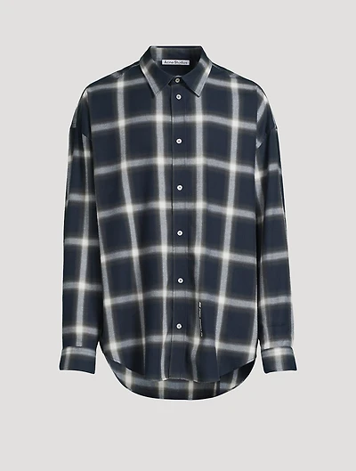 Cotton Relaxed Shirt Check Print