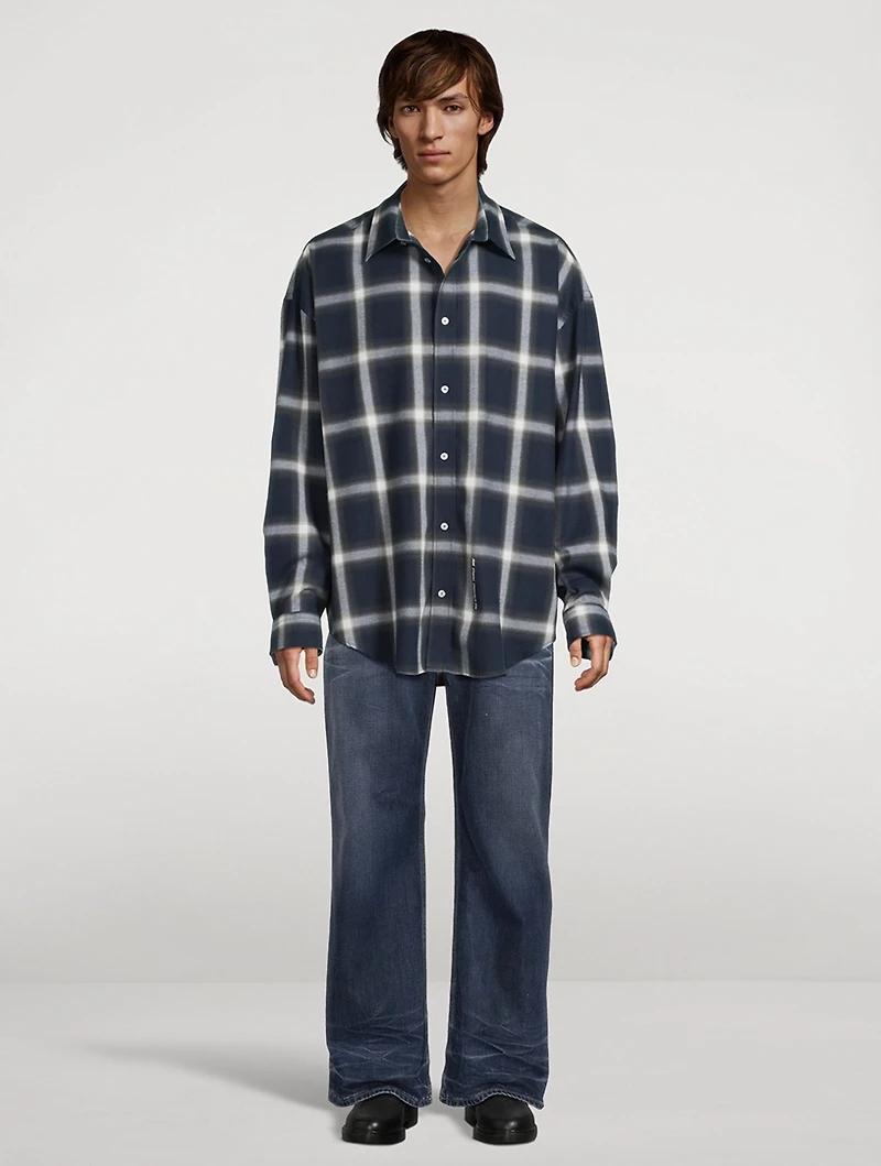 Cotton Relaxed Shirt Check Print