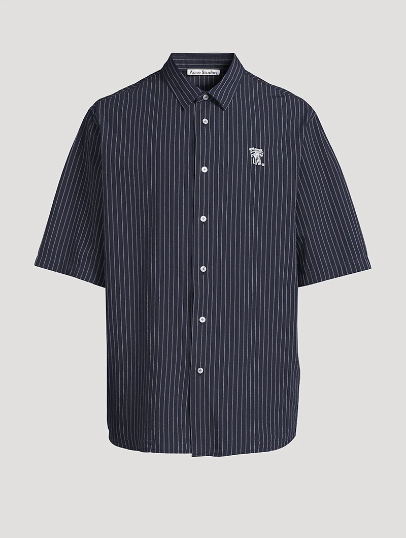 Cotton Short-Sleeve Shirt Striped Print