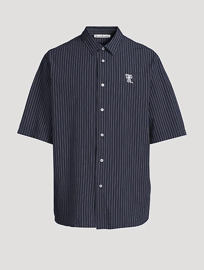 Cotton Short-Sleeve Shirt Striped Print